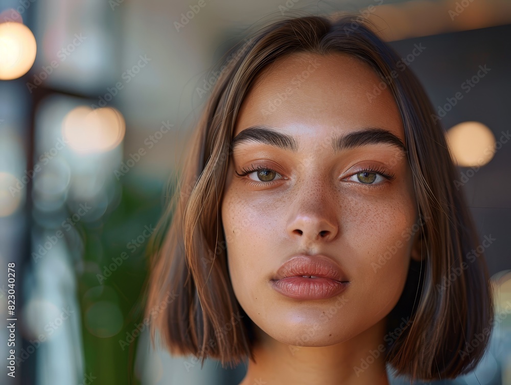 Thoughtful young woman with natural makeup Thoughtful young woman with natural makeup