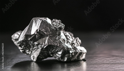 Silver ore on black background. Pure minerals.