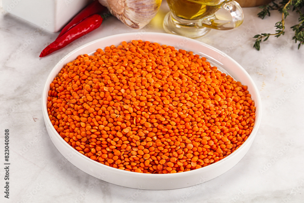 Raw red lentil for cooking Raw red lentil for cooking