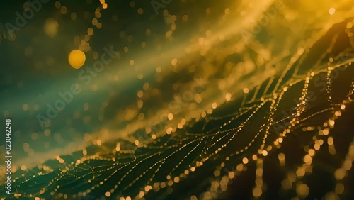 A pulsating web of vibrating strings emitting tiny bursts of radiant energy.