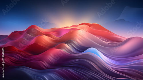 Digital color gradient mountain scenery abstract poster PPT background
