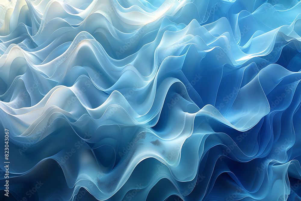 Soaring Banner Shapes in Dynamic Abstract Art with Blues and Whites Soaring Banner Shapes in Dynamic Abstract Art with Blues and Whites