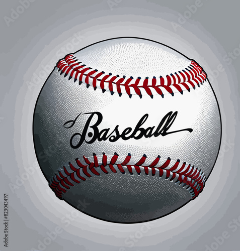 a baseball with the word baseball written on it