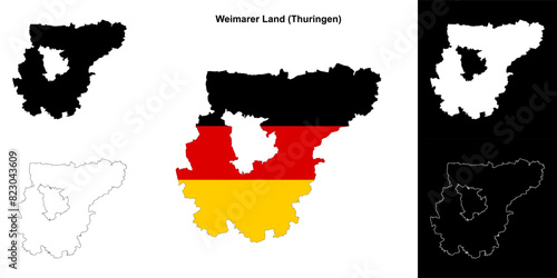 Weimarer Land (Thuringen) blank outline map set photo