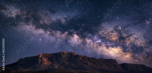 A night sky filled with stars above a mountain range  with the Milky Way clearly visible and casting a faint glow on the rugged terrain. 32k  full ultra hd  high resolution