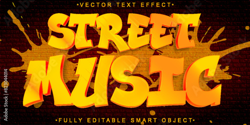 Orange Graffiti Street Music Vector Fully Editable Smart Object Text Effect