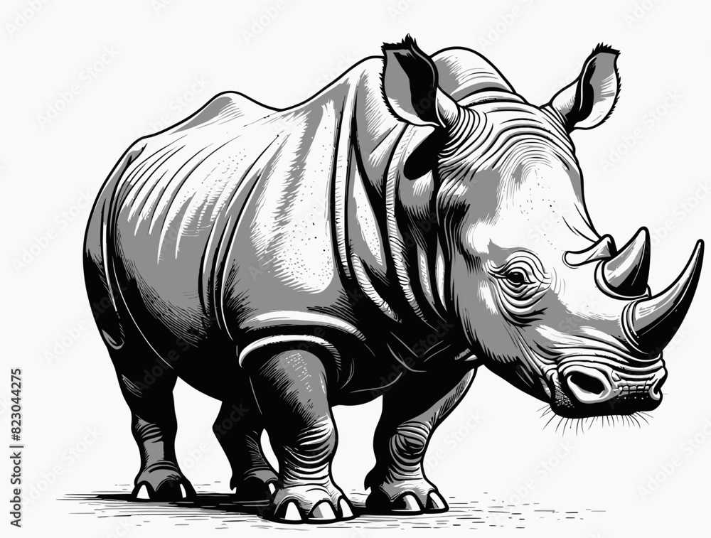 Obraz premium a rhinoceros standing in the middle of a field