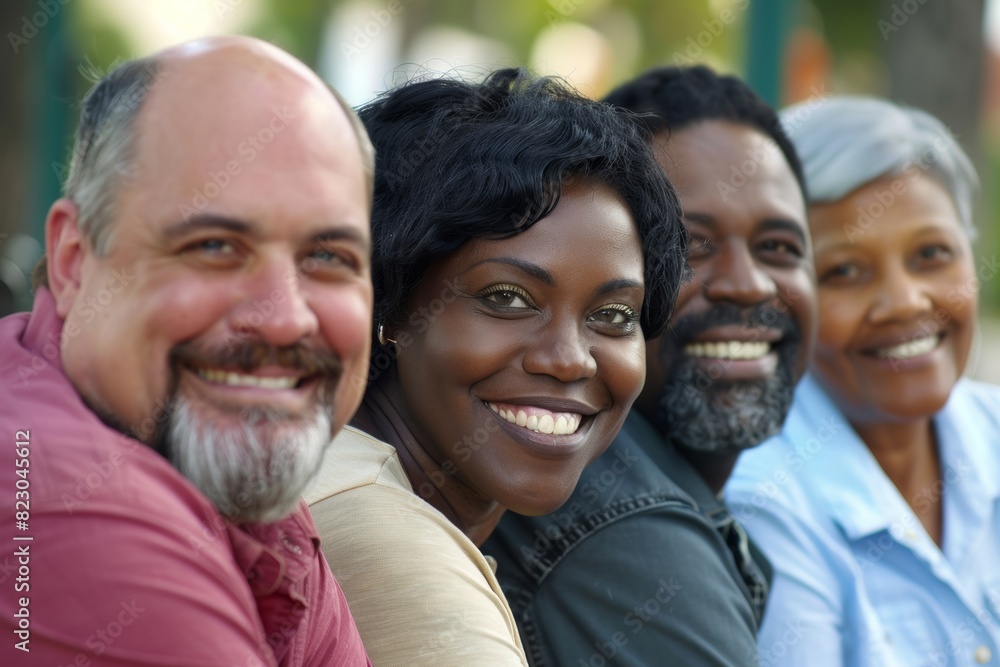 Portrait of a diverse group of friends smiling and looking at the camera Portrait of a diverse group of friends smiling and looking at the camera