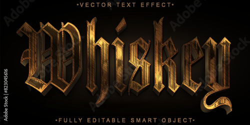 Shiny Brown Oldest Whisky Vector Fully Editable Smart Object Text Effect