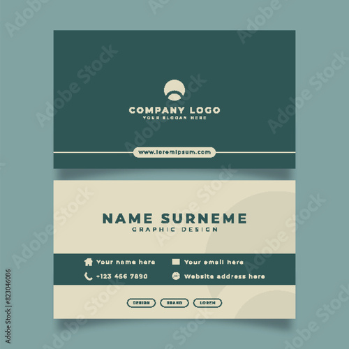 Minimalistic business card template design. Featuring a two-sided layout with a combination of green colors. Vector illustration.