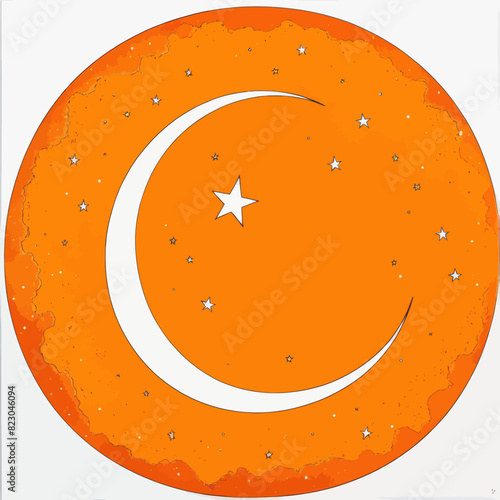 a painting of a crescent and star on a white background