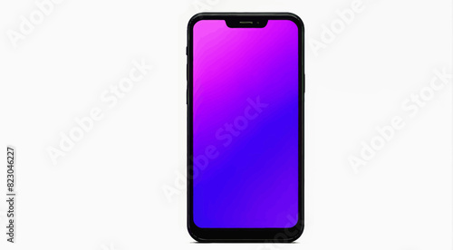a phone with a purple screen on a white background