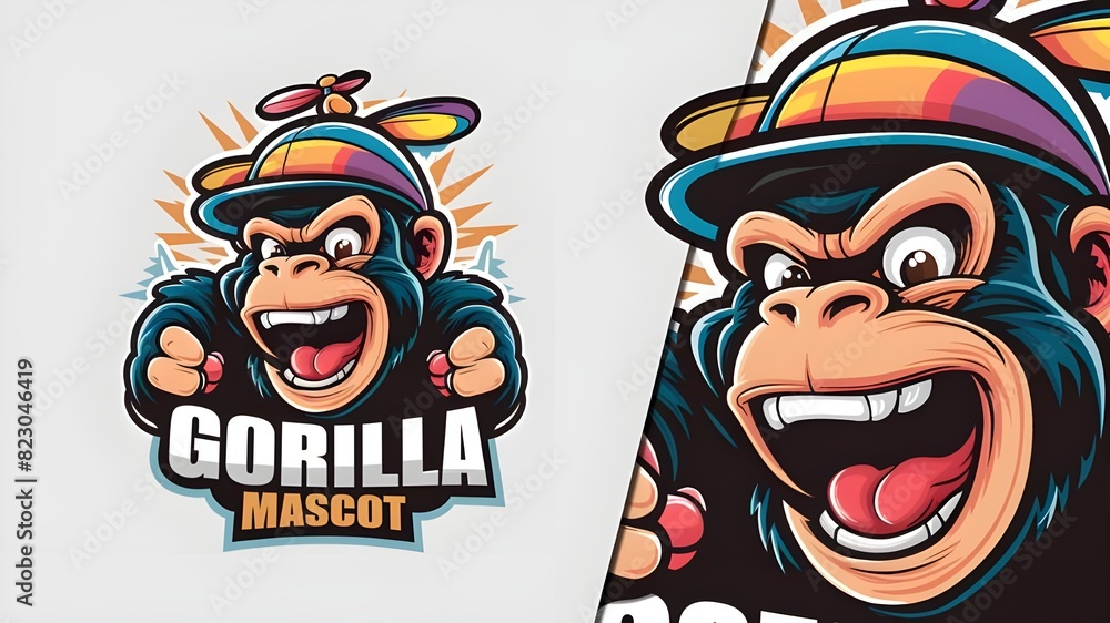 set of gorilla ape monkey head mascot design logo vector illustration ...