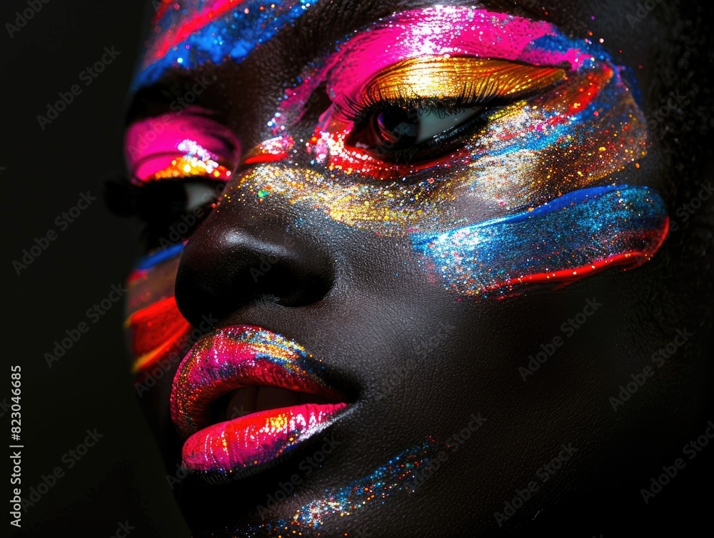 Close ups of African facial painting Close ups of African facial painting
