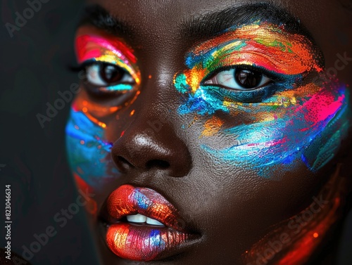 Close ups of African facial painting