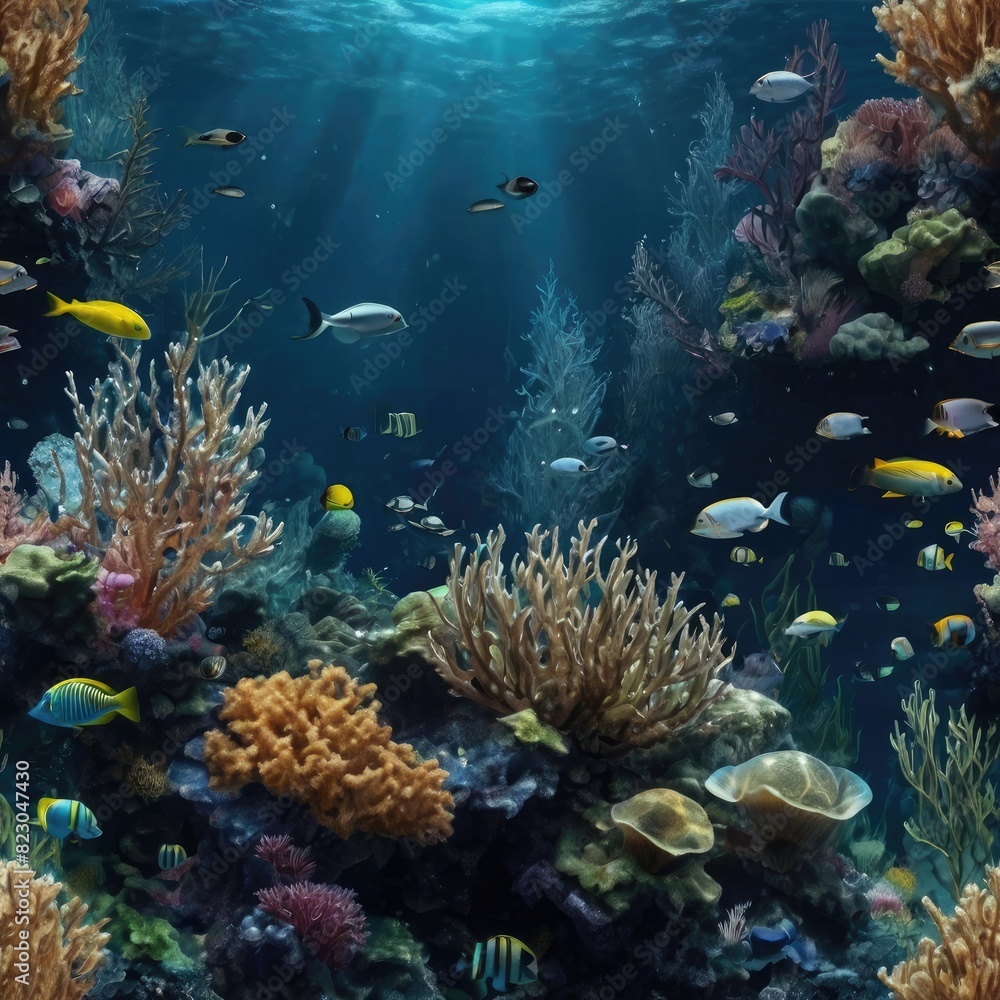 Obraz premium Images of the underwater world of the creatures that live in the oceans.