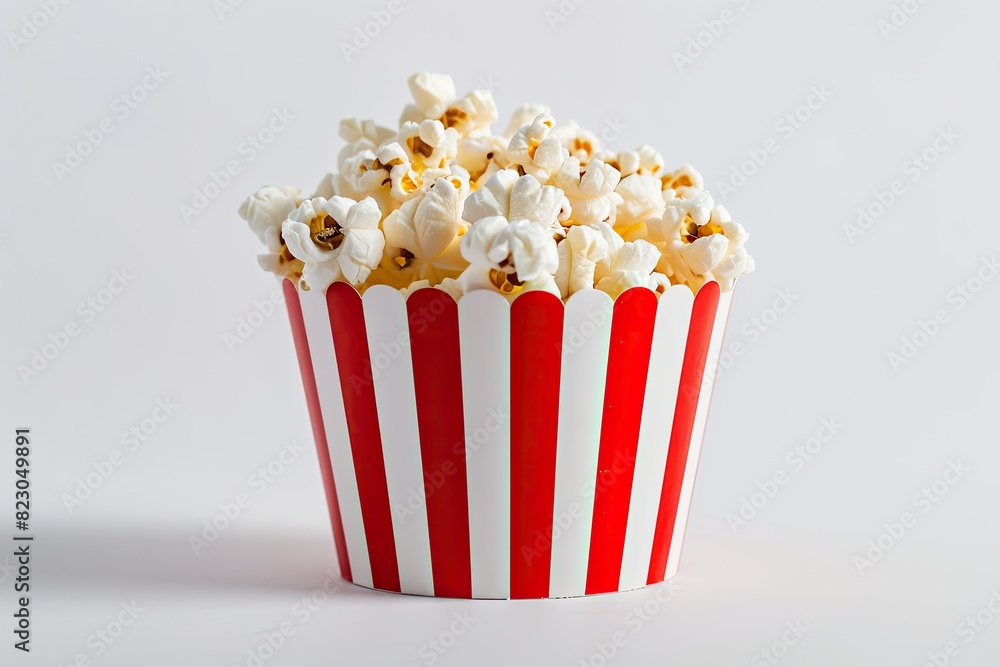 Popcorn box in white background, Full box of popcorn photo Popcorn box in white background, Full box of popcorn photo