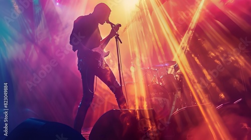 Musician Performing on Stage: On stage, a musician entertains the crowd, engaging with the audience and delivering a high-energy performance