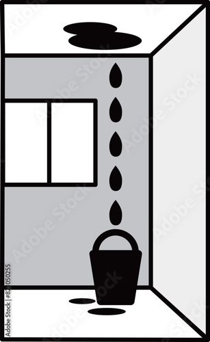 シンプルな天井の雨漏りをイメージしたアイコン素材