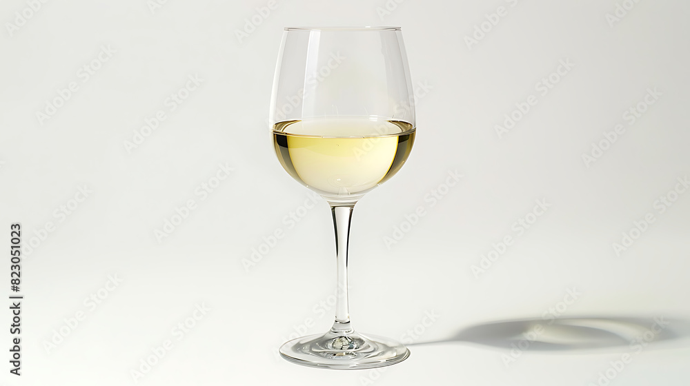 A white wine glass isolated on white background with some shadows. Generative AI illustration A white wine glass isolated on white background with some shadows. Generative AI illustration