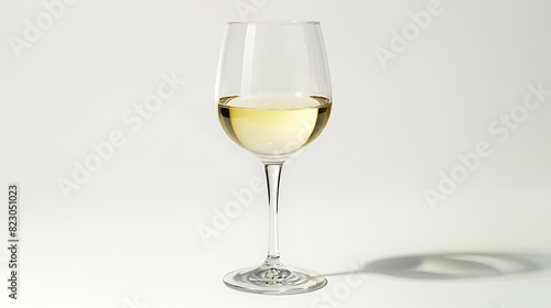 A white wine glass isolated on white background with some shadows. Generative AI illustration