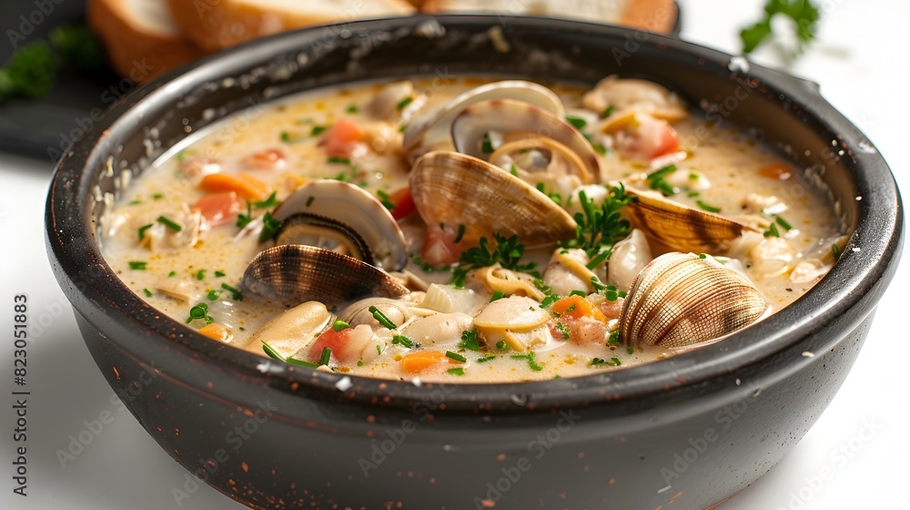 Creamy Clam Chowder A Savory Seafood Delight in a Bread Bowl