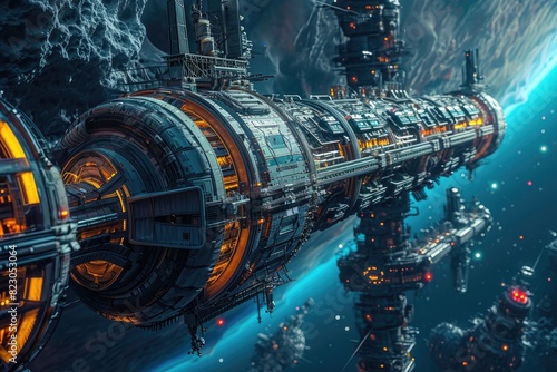 Fototapeta Naklejka Na Ścianę i Meble -  Develop a retro-futuristic space station