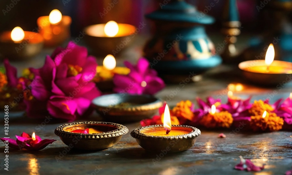 Clay diya lamps lit during diwali celebration, Diwali, or Deepavali, is India's biggest and most important holiday. Clay diya lamps lit during diwali celebration, Diwali, or Deepavali, is India's biggest and most important holiday.
