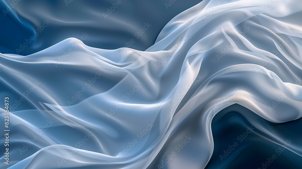 Obraz premium A flowing abstract design with a silky gradient from deep blue to icy white