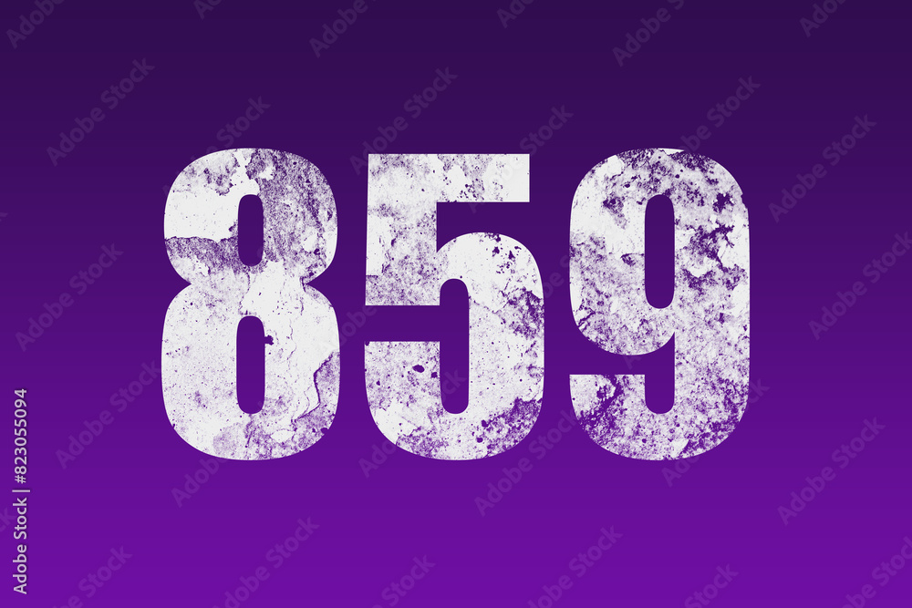 flat white grunge number of 859 on purple background. flat white grunge number of 859 on purple background.
