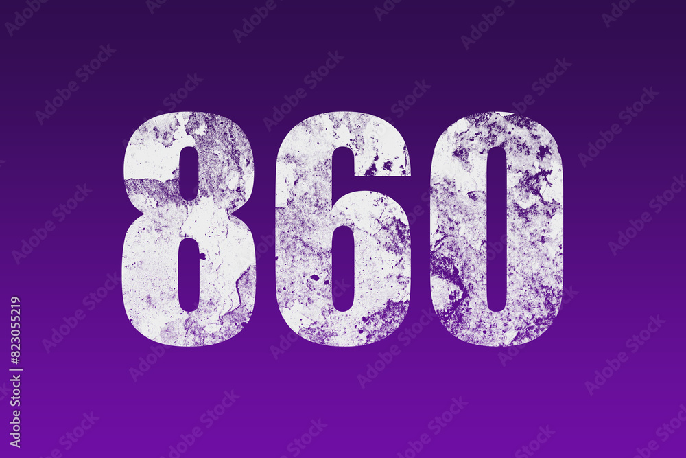 flat white grunge number of 860 on purple background. flat white grunge number of 860 on purple background.