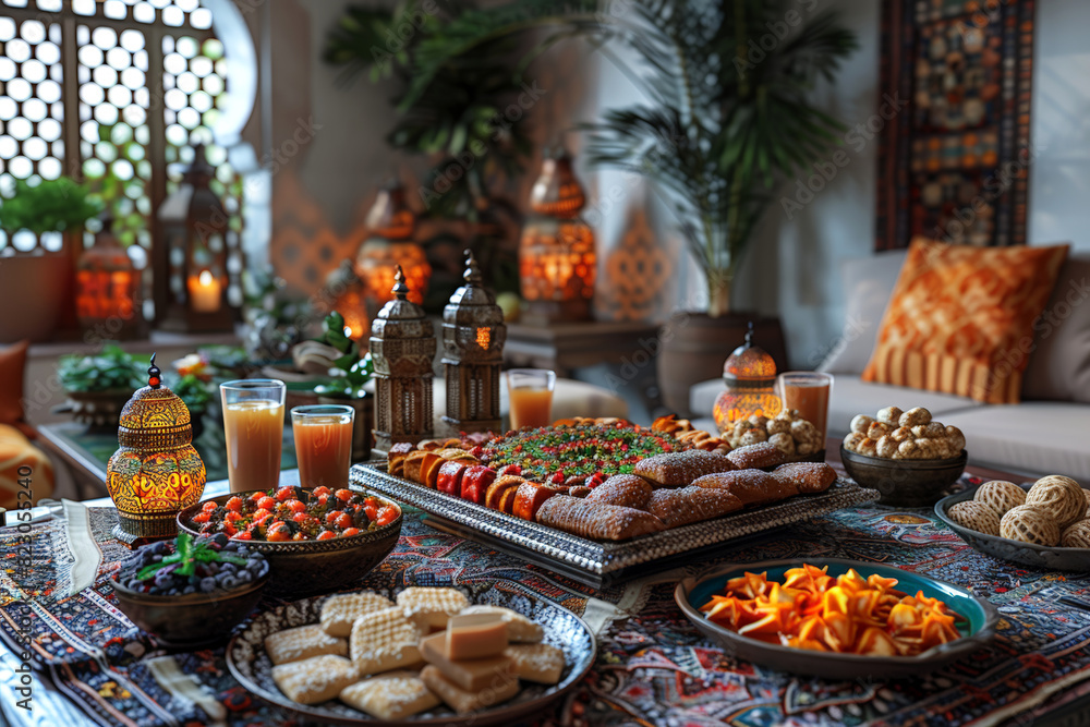 Traditional Ramadan feast spread with diverse dishes, ideal for cultural and food themes. Trendy Mexican food. Traditional Ramadan feast spread with diverse dishes, ideal for cultural and food themes. Trendy Mexican food.