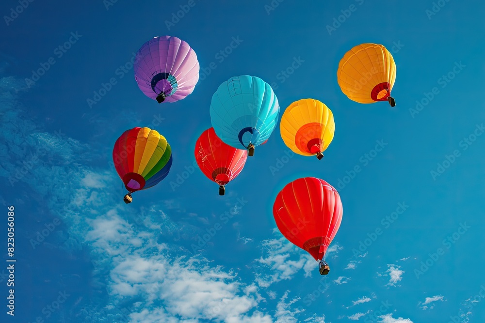 Naklejka premium Vibrant balloons in the sky