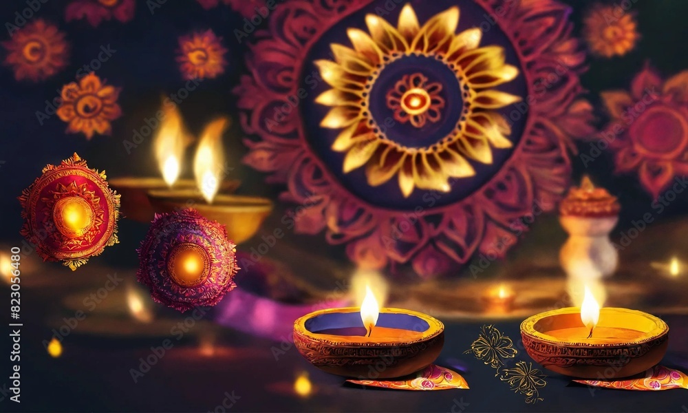 Clay diya lamps lit during diwali celebration, Diwali, or Deepavali, is India's biggest and most important holiday Clay diya lamps lit during diwali celebration, Diwali, or Deepavali, is India's biggest and most important holiday