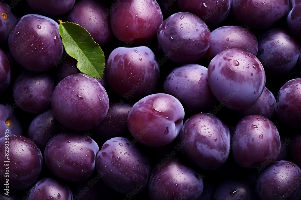 Fototapeta premium Plums background. Fresh Plums as background