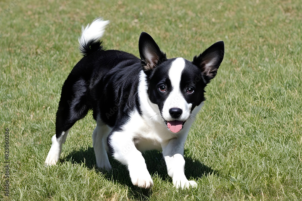 border collie dog playing outside in the grass border collie dog playing outside in the grass