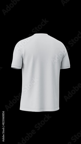White T-Shirt mockup Rotating on Black Background - Seamless Loop Animation