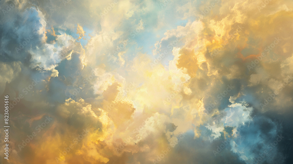 background of renaissance cloud painting: Pastel Blue and Yellow Early Morning with Soft Diffused Dreamy Lighting background of renaissance cloud painting: Pastel Blue and Yellow Early Morning with Soft Diffused Dreamy Lighting