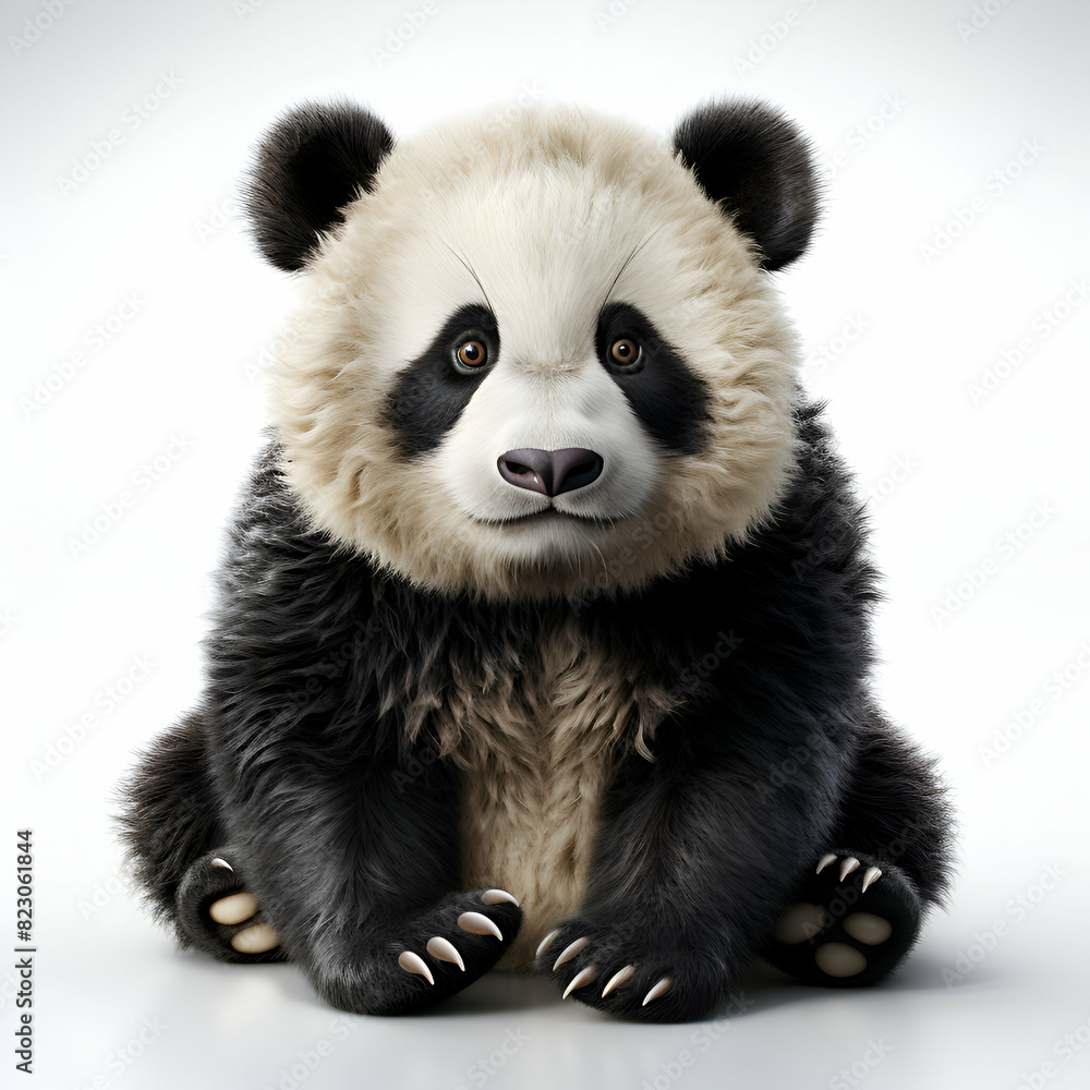 Portrait of a giant panda sitting on white background. isolated Portrait of a giant panda sitting on white background. isolated