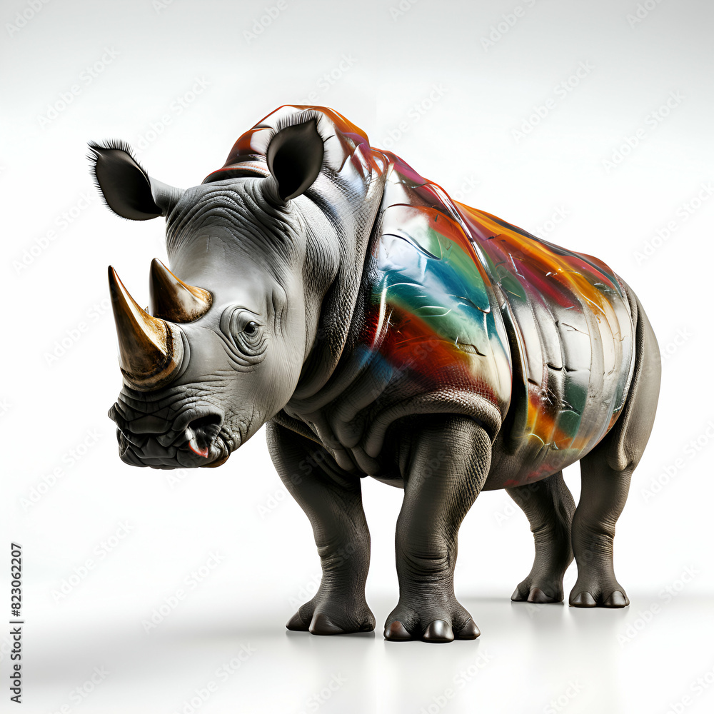Obraz premium rhinoceros isolated on a white background. 3d render