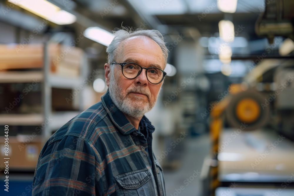 Portrait of print factory senior employee Portrait of print factory senior employee