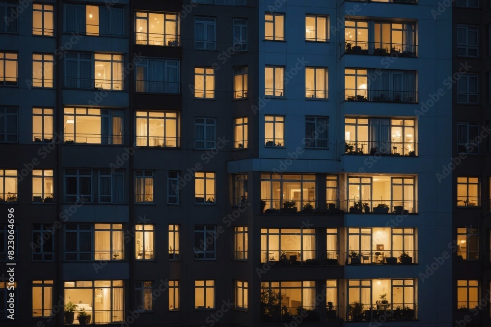 Apartment windows lit up at night Apartment windows lit up at night