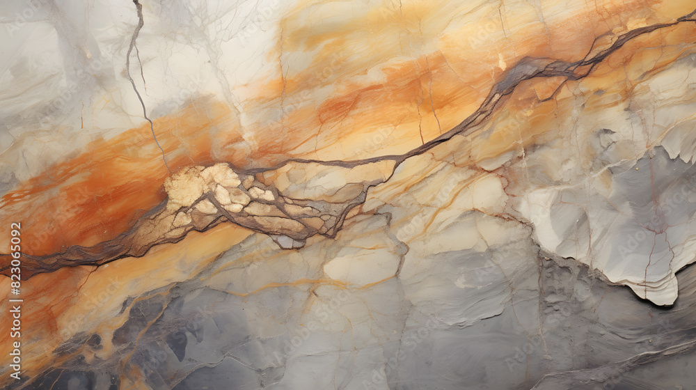 Fototapeta premium Cave wall with natural mineral veins