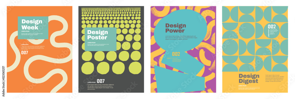 Modern abstract minimal cover design set. Colorful geometric shape background. Vibrant graphic design collection. Art for  flyer, presentation, brochure, banner, poster design.