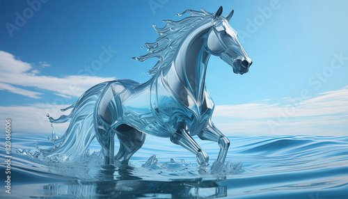  horse shaped figure mase of liquid water 