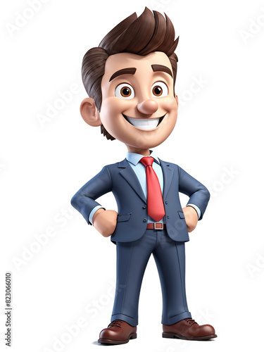 Happy 3d business man. Casual suite. Cartoon character. Transparent background. Generative AI