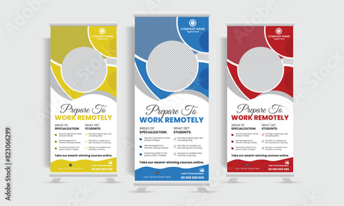 Unique and modern formal roll up banner vector design template. 