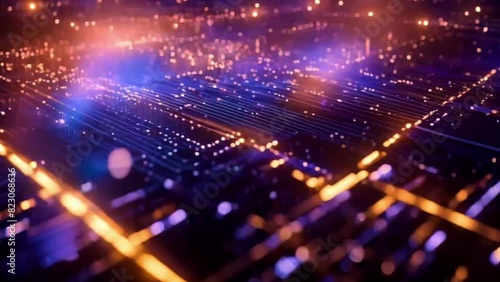 Abstract digital data stream visual. High-speed light particles. Cybersecurity and technology concept.4k JD