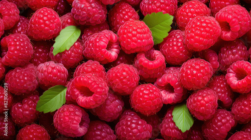 fruit background. flat-lay photography of raspberries