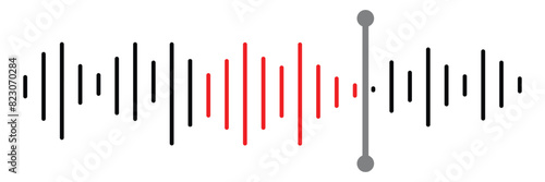 Pixel stereo waveform. Audio music sound wave. Audio spectrum. Equalizer, vibration, soundwave, voice on white background.